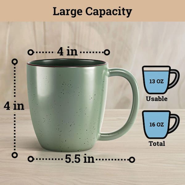 Wudkey 16 oz. Colorful Ceramic Coffee Mugs Set of 4, Thick Durable Ceramic Mugs with Handle, Dishwasher and Microwave Safe
