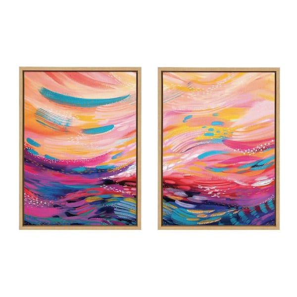 Kate and Laurel Sylvie "Brush Strokes 90 I and II" by Jessi Raulet of Ettavee 2 Piece Framed Art Print 24 in. x 18 in.