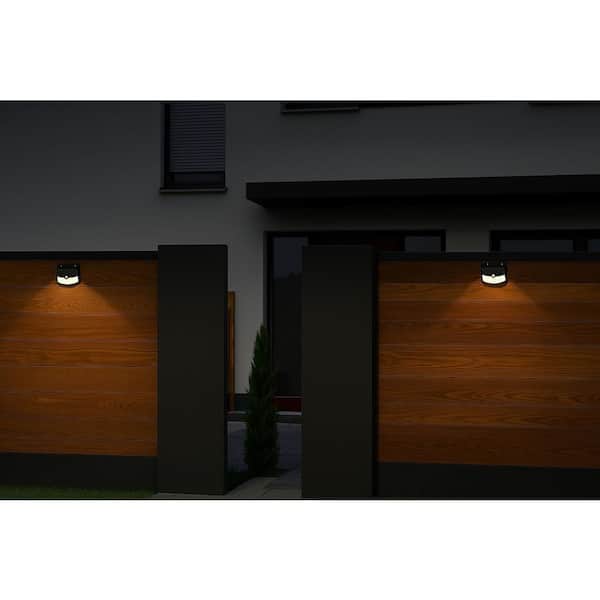 Solar Black Motion Sensing Cool White LED Outdoor Deck Stair Light (4-Pack)
