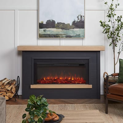 Bernice 67 in. Freestanding Landscape Electric Fireplace in Charcoal
