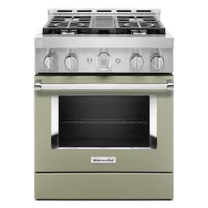 30 in. 4.1 cu. ft. Smart Commercial-Style Gas Range with Self-Cleaning and True Convection in Avocado Cream