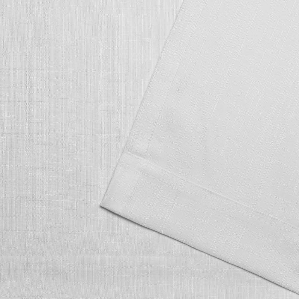 Winter White Light Filtering Linen Pleated Curtain Panels