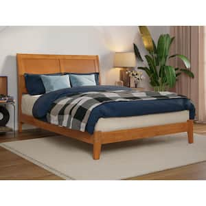 Portland Light Toffee Natural Bronze Solid Wood Frame Full Low Profile Platform Bed