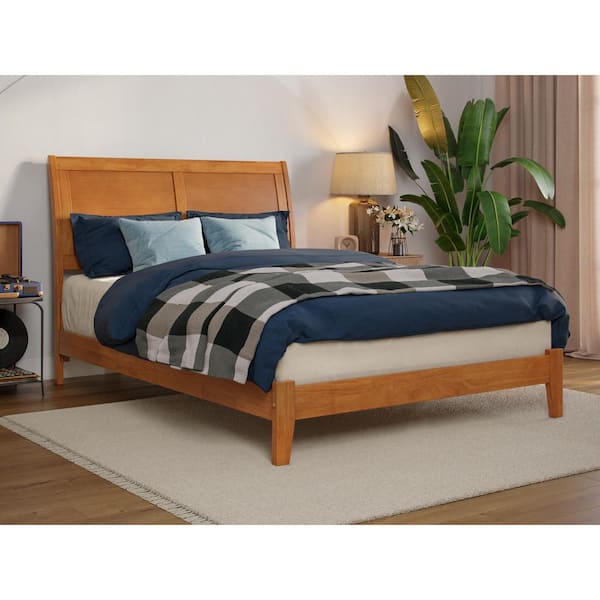 AFI Portland Light Toffee Natural Bronze Solid Wood Frame Full Low Profile Platform Bed