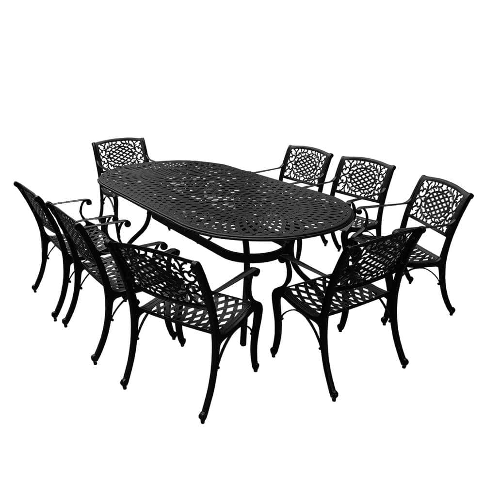Oakland Living Black 9Piece Aluminum Outdoor Oval Dining Height
