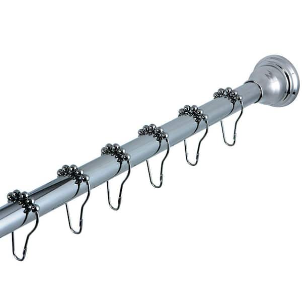 Kingston Brass Decorative 60 in. to 72 in. Tension Shower Rod with Hooks in Polished Chrome