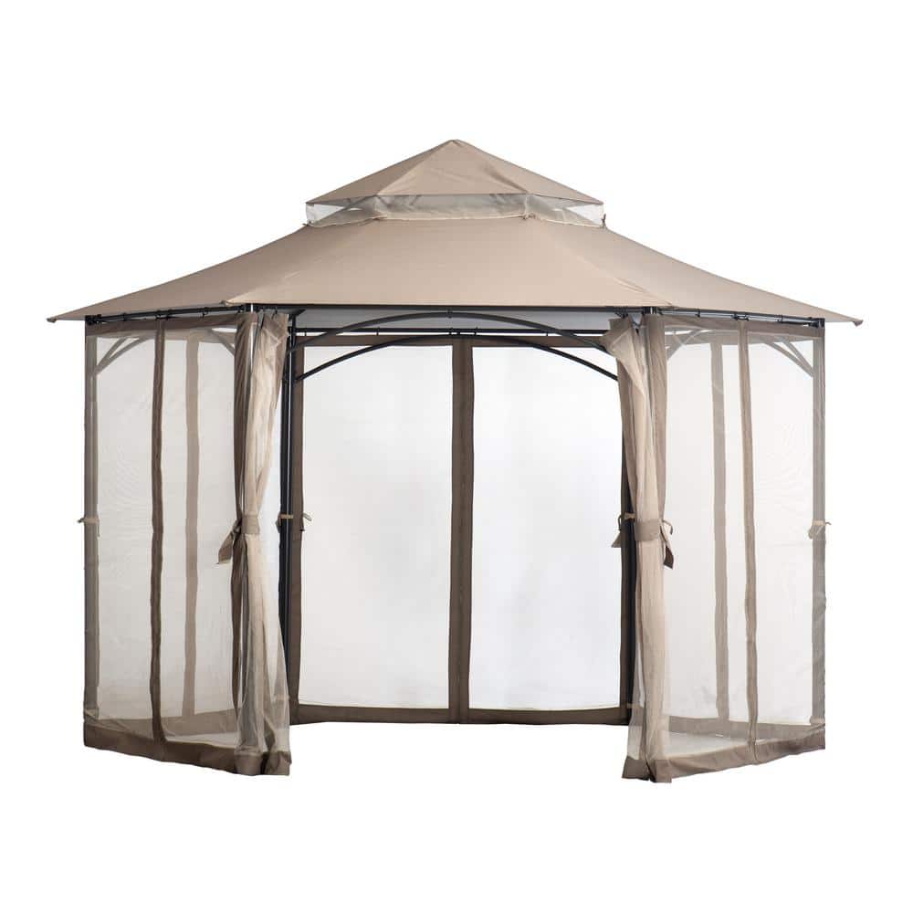 Magnolia 13 ft Brown Steel Frame Outdoor Gazebo