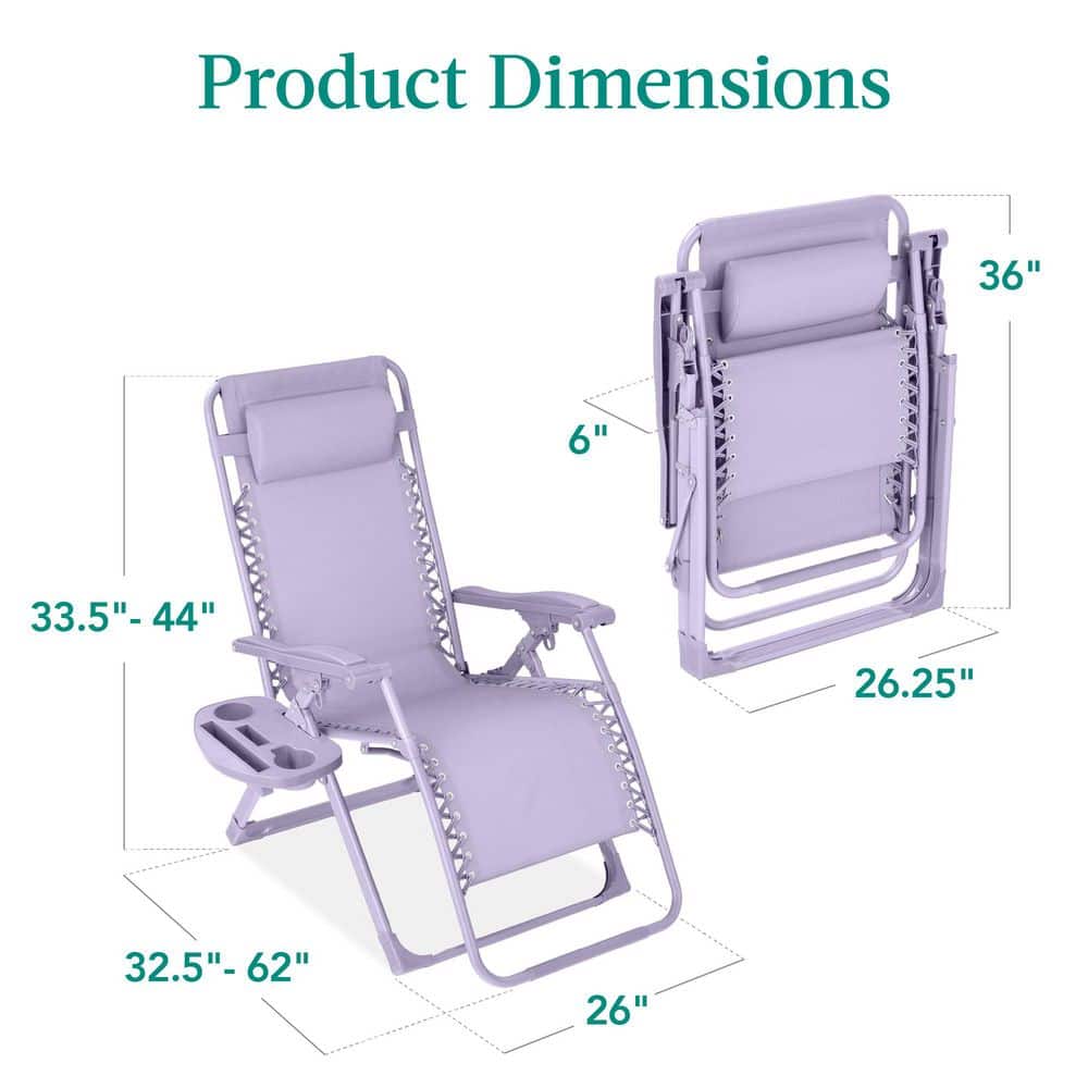 Lavender Zero Gravity Reclining Beach Lounger with Tray