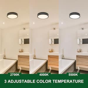 Bathroom Exhaust Fan with Light, Dimmable 3CCT LED Light with Night Light, 80 CFM, 2-Sones, Round, Black