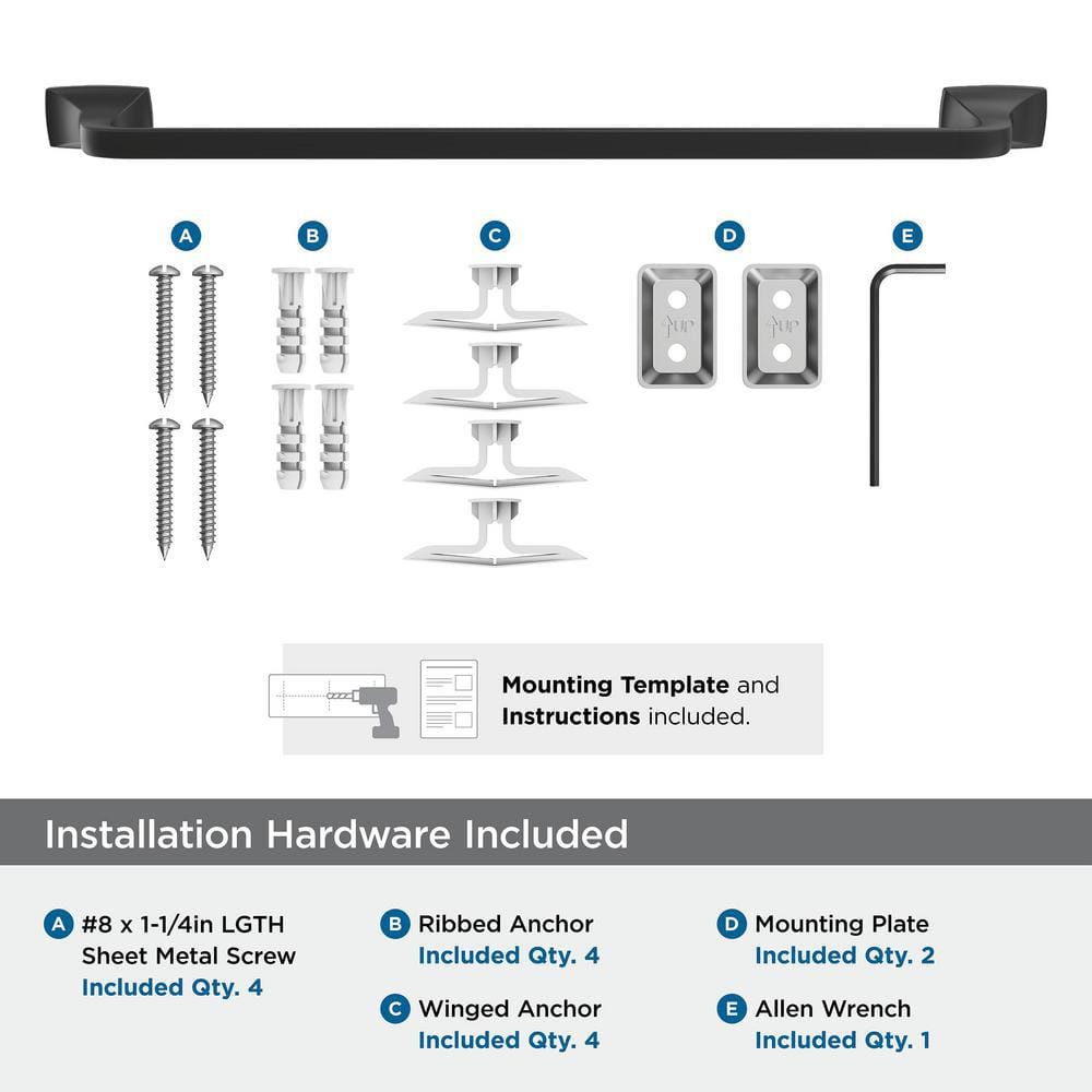 Matte Black 24-Inch Wall Mounted Towel Bar
