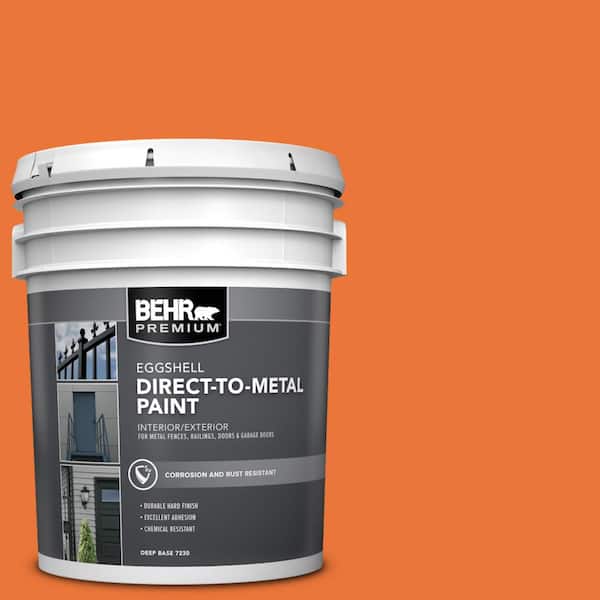 BEHR PREMIUM 5 gal. #HDC-MD-27 Tart Orange Eggshell Direct to Metal Interior/Exterior Paint