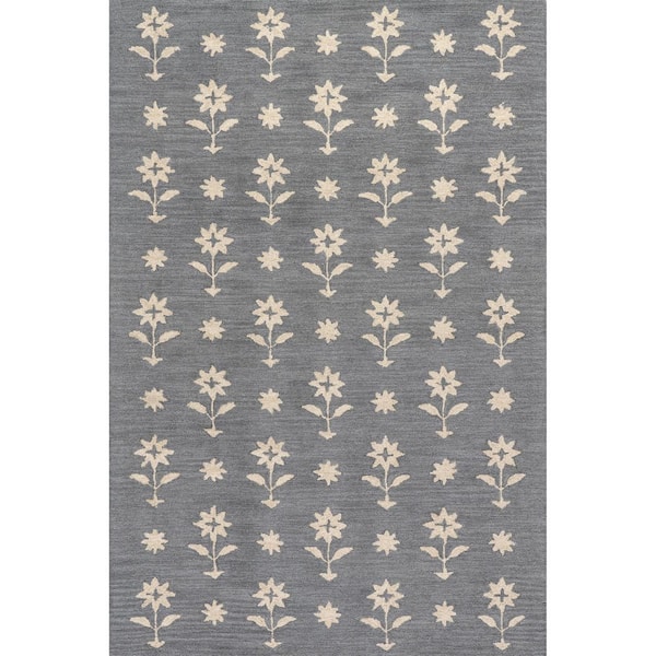 Ella Wool Blue Grey 4 ft. x 6 ft. Indoor/Outdoor Patio Area Rug