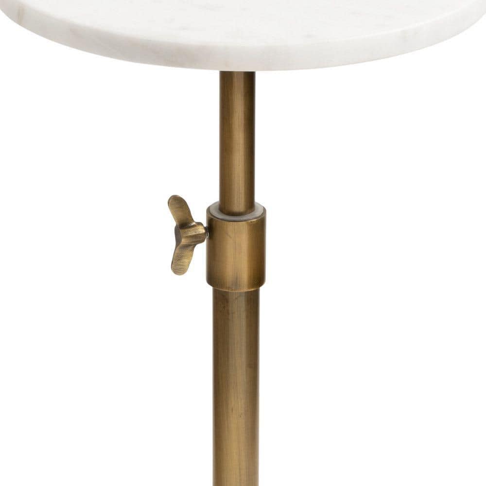 Engles 10 in. Gold Round Marble End Table - thumbnail 6
