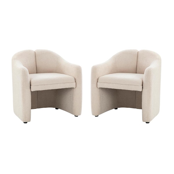 JAYDEN CREATION Baudoin Tan Barrel Chair with Polyester Fabric (Set of 2)
