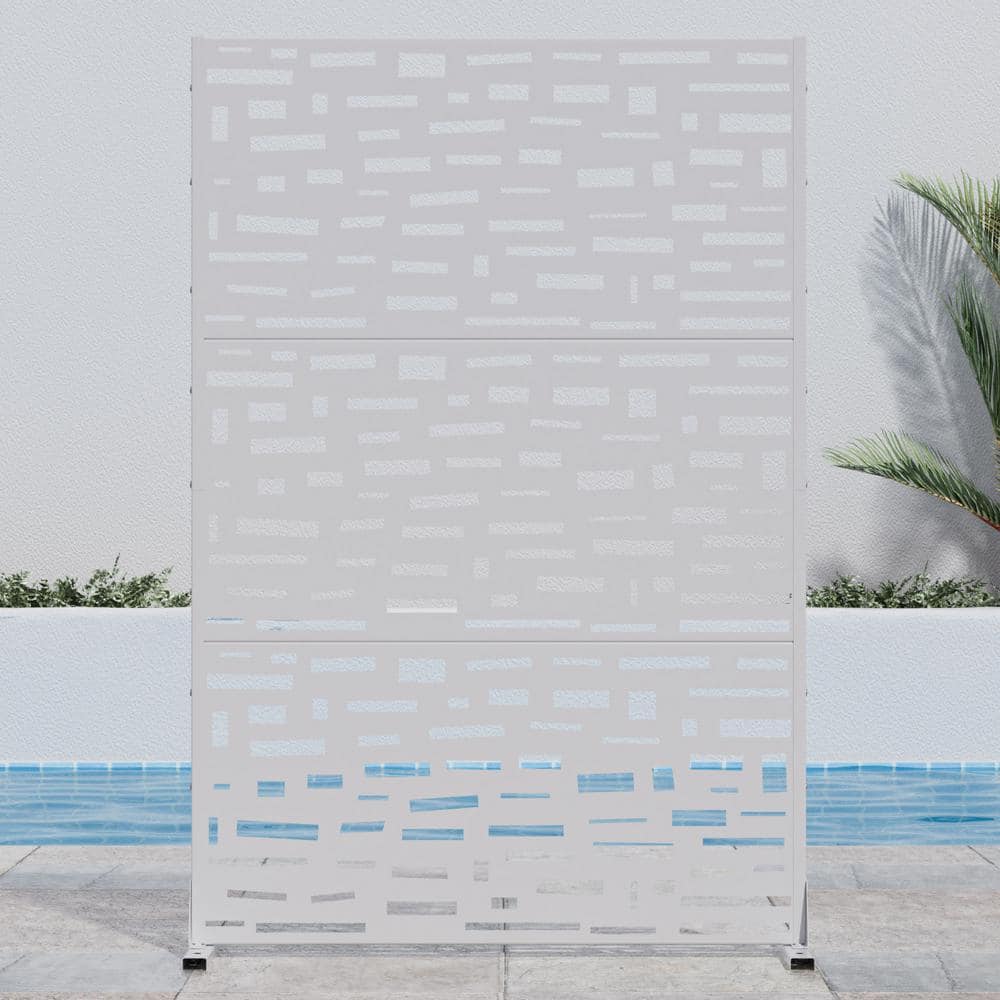 72 in. H x 47 in. W White Outdoor Metal Privacy Screen Garden Fence