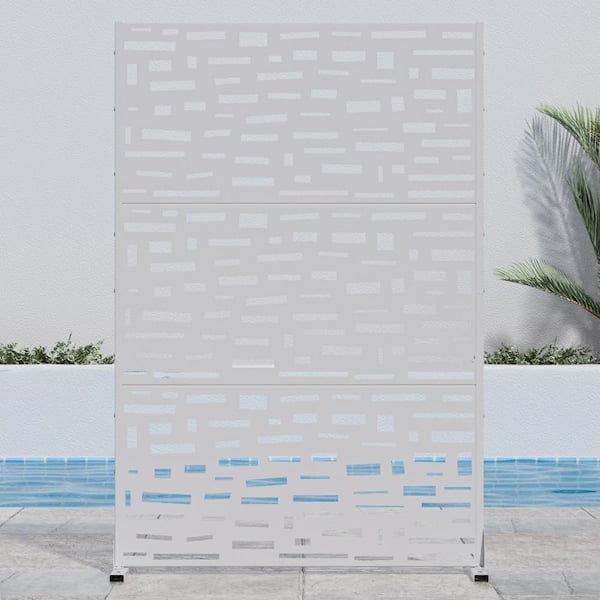 Lirago 72 in. H x 47 in. W White Outdoor Metal Privacy Screen Garden Fence