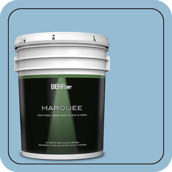 BEHR MARQUEE 5 gal. #M500-3 Blue Chalk color Semi-Gloss Enamel Exterior Paint & Primer