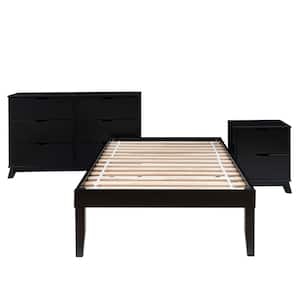 Pheba Black Twin Bed, 6-Drawer Dresser and 1 (2-Drawer) Nightstand