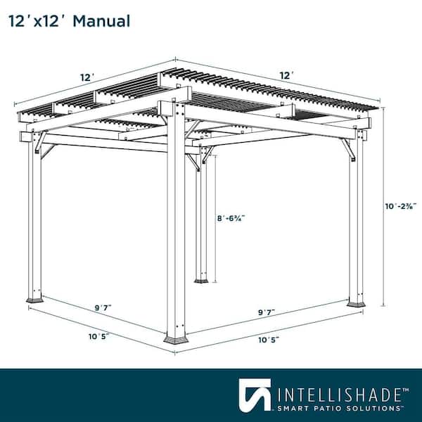 12 ft. x 12 ft. White Aluminum Manual Pergola