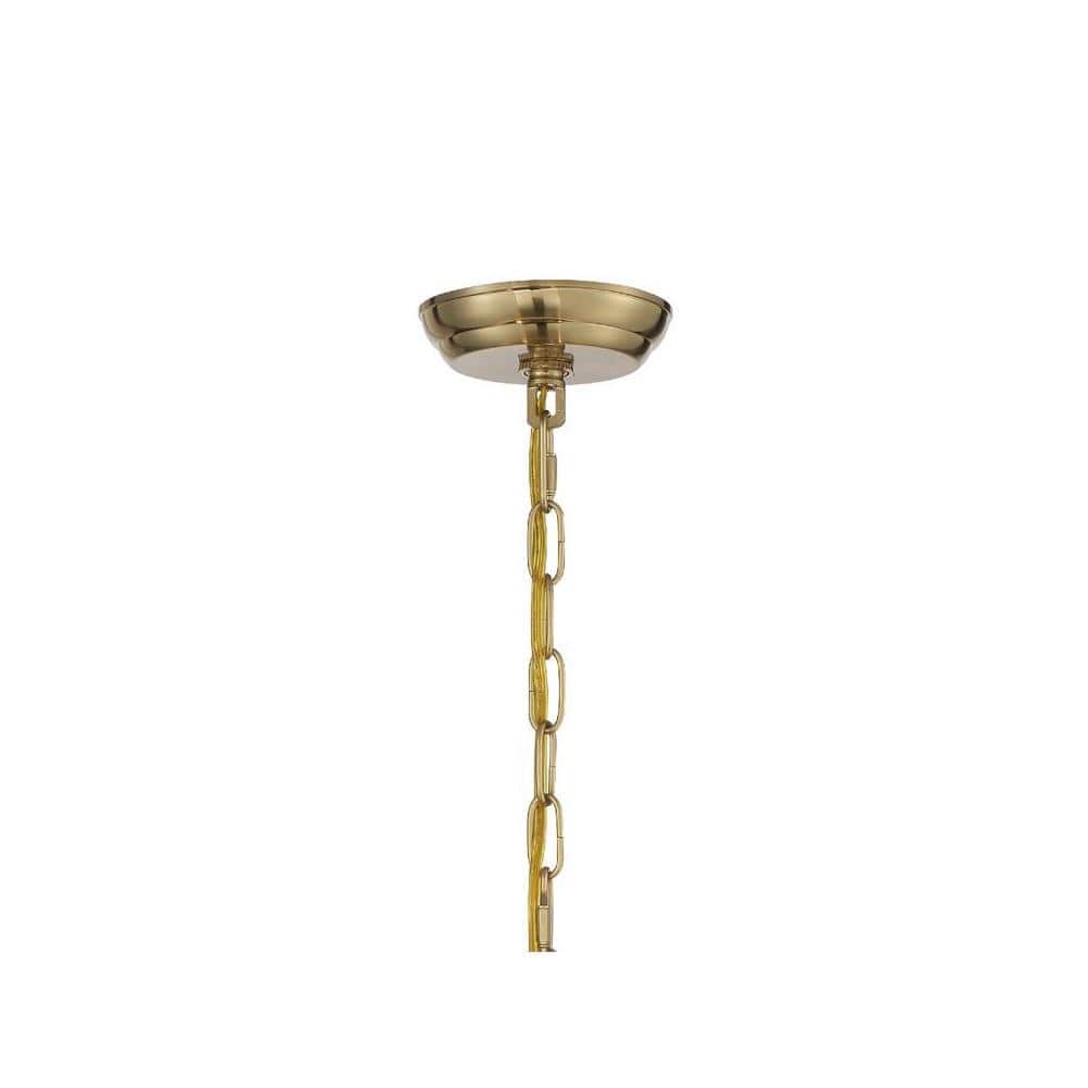 Vibrant Gold 5-Light Chandelier with White Silk Shade