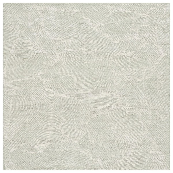 Metro 6 ft. x 6 ft. Sage/Ivory Solid Color Abstract Square Area Rug
