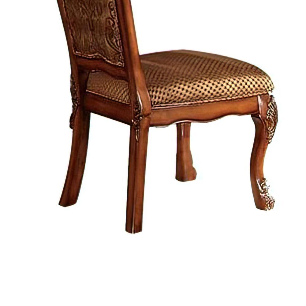 High Back Brown Faux Leather Upholstered Wood Side Chair