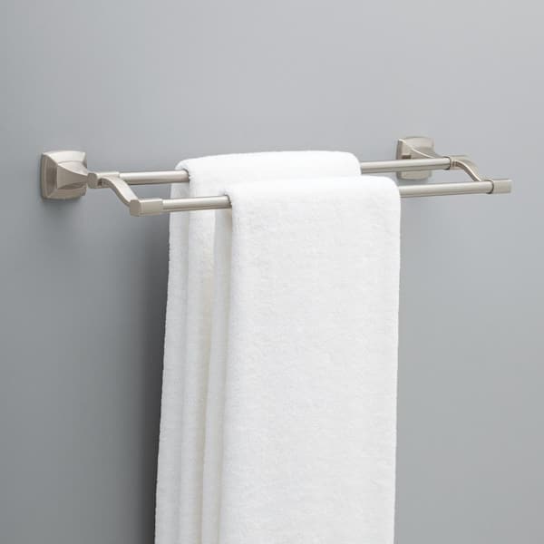 15 in. Wall Mount Bathroom Swivel Towel Bar with 4-Arm in Brushed
