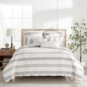 Monroe Stripe Grey, White, Charcoal Euro Sham