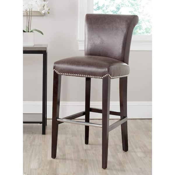 Seth 29.3 in. Rustic Brown Cushioned Bar Stool