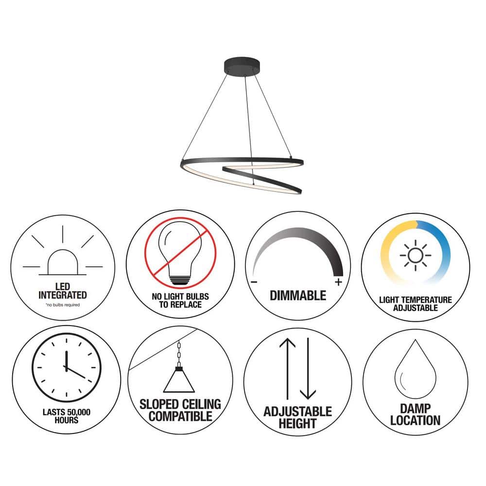 Salto 26-Watt Black LED Indoor/Outdoor Pendant Light