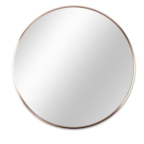 32 in. W x 32 in. H W Large Round Aluminum Framed Wall Bathroom Vanity Mirror in Gold with High Quality 4 mm HD Glass