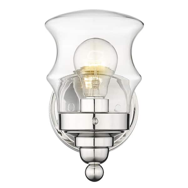 Acclaim Lighting Keal 5.25 in. 1-Light Polished Nickel Vanity Light with Clear Glass