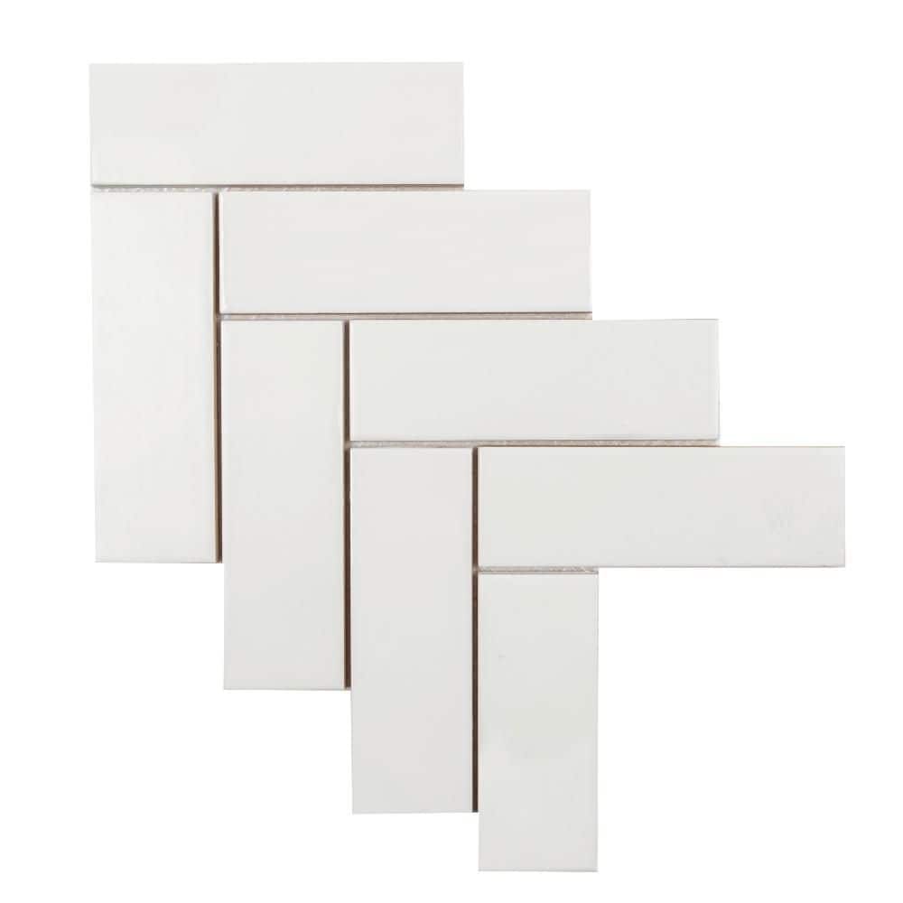 2 in. x 8 in. Herringbone White 11.125 in. x 15.25 in. Matte Ceramic Mosaic Tile (8.25 sq. ft. /Case) price history on PriceWatchPro