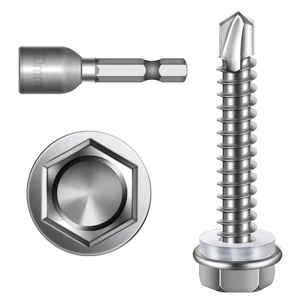 16脚まとめ買い 松川 3 MYWISH 300-Pack #8 x 3/4 in Hex Head Self Drilling Screws SF