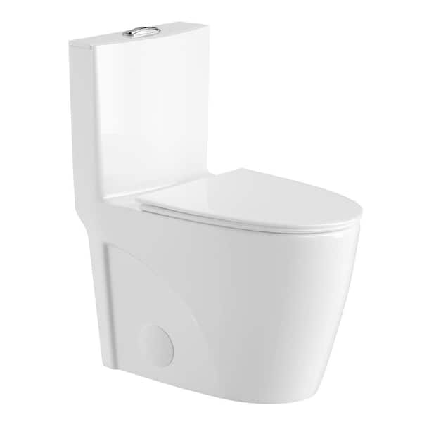 Eridanus Reno 1-Piece 1.1/1.6 GPF Siphon Dual Flush Elongated ADA Chair Height Toilet in Crisp White, Seat Included