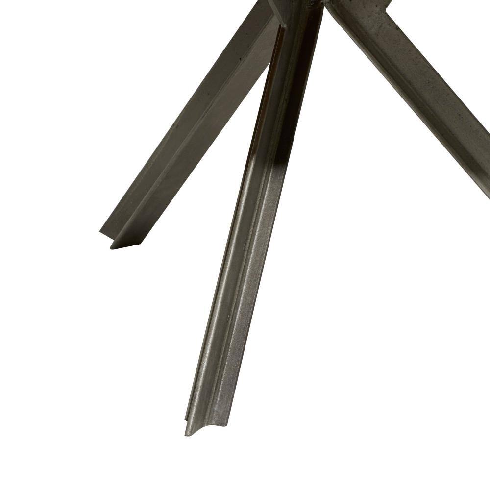Close-up of the industrial grey metal legs of the Litton Lane coffee table.