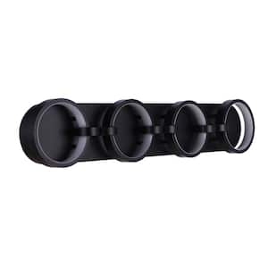 Context 32.88 in. 4-Light Flat Black Finish Integrated LED Vanity Light Bar with Ring Shaped Lights