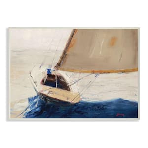 "Ocean Sailboat Soaring Impressionist Beach Painting" by Third and Wall Wood Abstract Wall Art 15 in. x 10 in.