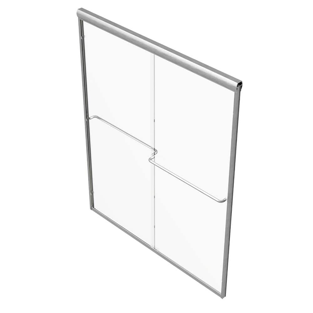 Eurolite 58" Frameless Clear Glass Sliding Shower Door with Brushed Nickel Hardware