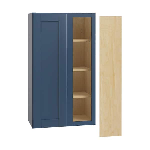 Home Decorators Collection Washington Vessel Blue Plywood Shaker Assembled Blind Corner Kitchen Cabinet Sft Cls Right 24 in W x 12 in D x 42 in H