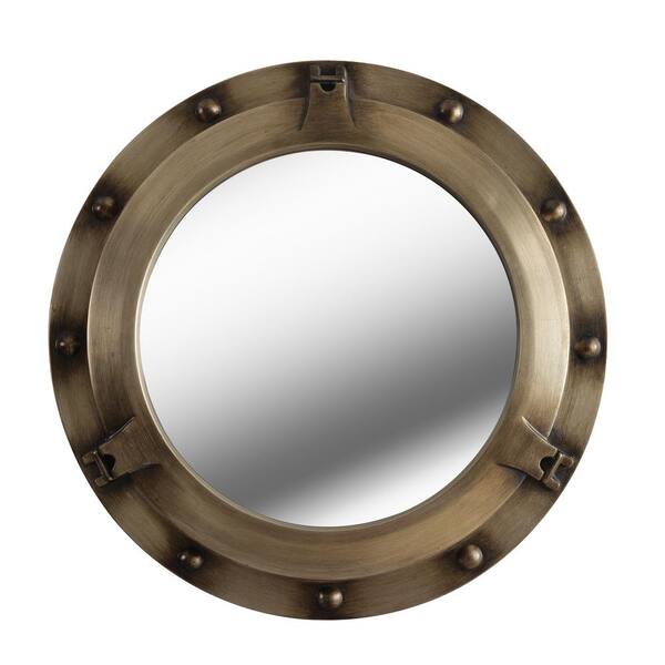 Unbranded Medium Round Hooks Mirror (34 in. H x 34 in. W)