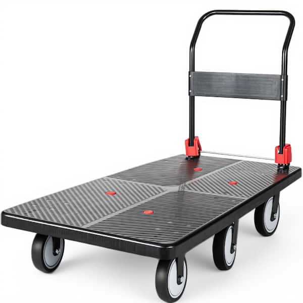 11 cu. ft. Black Steel Utility Wagon Garden Cart Platform Truck Foldable Handcart with 6'' TPR 360-Degree Silent Wheels