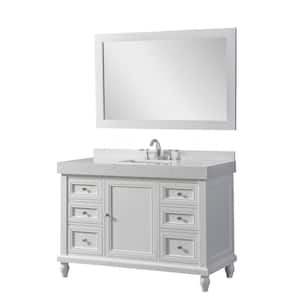 Classic 48 in. W x 23 in. D x 36 in. H Single Sink Bath Vanity in White with White Culture Marble Top and Mirror