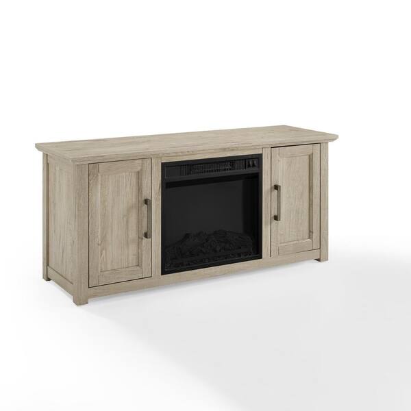 CROSLEY FURNITURE Camden Frosted Oak 48 in. Low Profile TV Stand with  Fireplace Fits 50 in. TV with Cable Management KF100548FO - The Home Depot