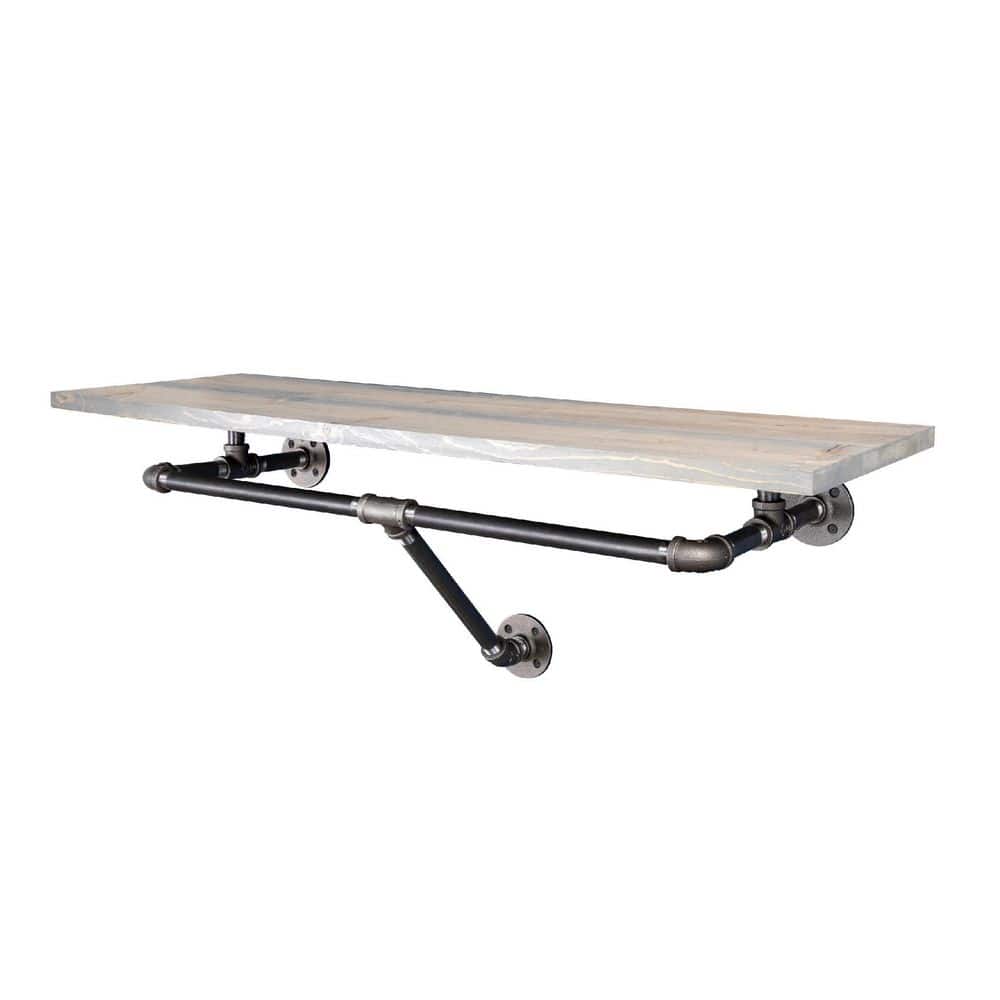 PIPE DECOR 36 in. x 12 in. 18 in. Riverstone Grey Solid Wood
