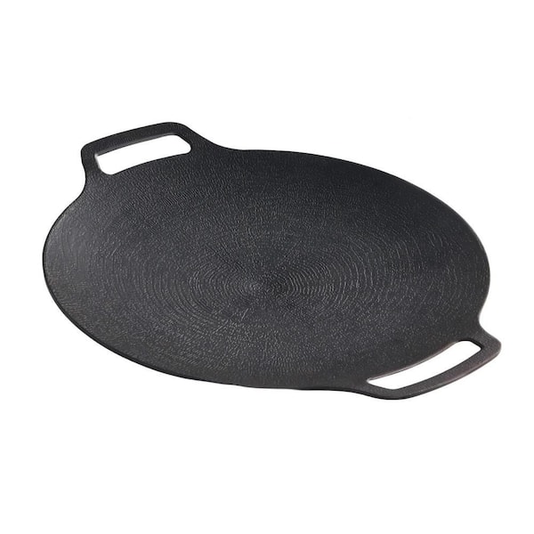 Korean Grill Pan, 13 Inch Round Nonstick BBQ Griddle, Compatible for Induction Gas Stove Electric Cooktop