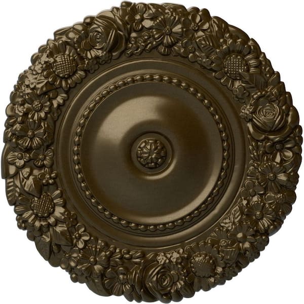 Ekena Millwork 21" x 2" Marseille Urethane Ceiling Medallion (Fits Canopies upto 7-3/8"), Brass