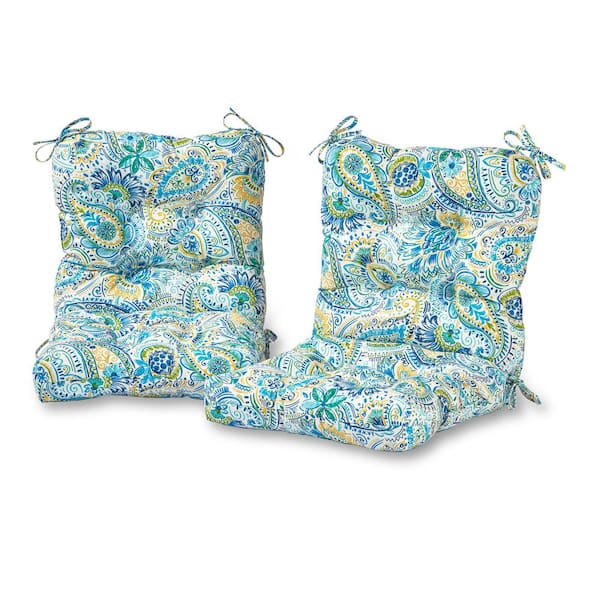 Greendale Home Fashions Baltic Paisley 21 in. x 42 in. Outdoor Dining Chair Cushion (2-Pack)