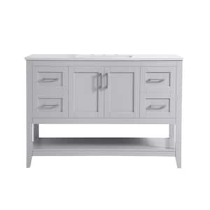 Timeless Home 48 in. W x 22 in. D x 34 in. H Single Bathroom Vanity in Grey with Calacatta Engineered Stone