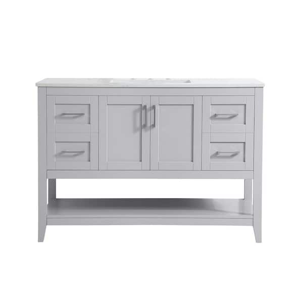 Unbranded Timeless Home 48 in. W x 22 in. D x 34 in. H Single Bathroom Vanity in Grey with Calacatta Engineered Stone
